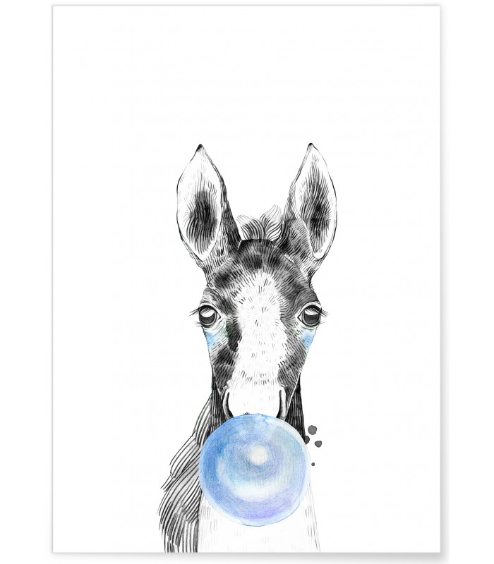 Poster Bulle de Cheval Bleue