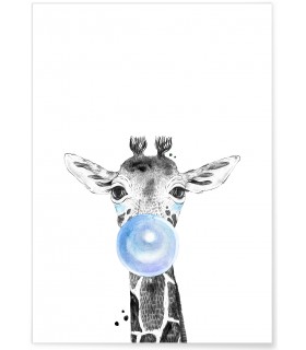 Poster Bulle de Girafe Bleue