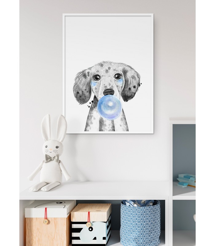 Poster Bulle de Chiot Bleue