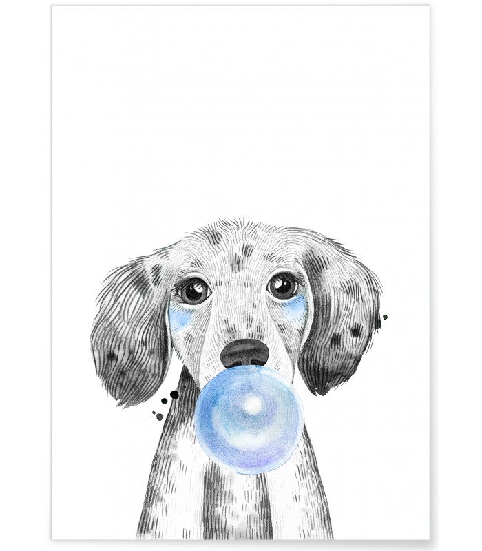 Poster Bulle de Chiot Bleue