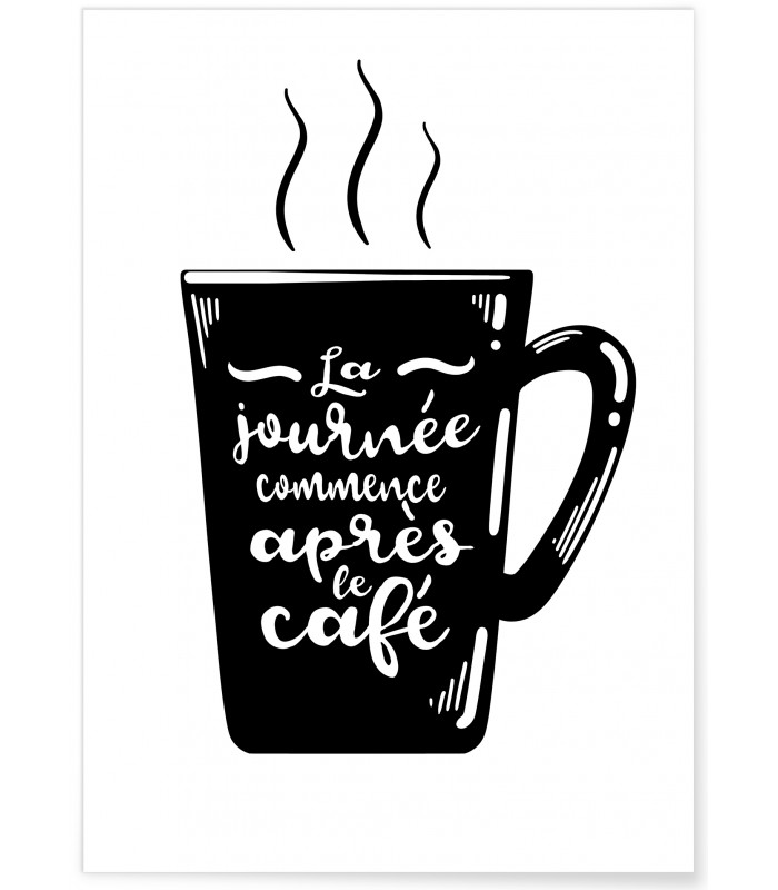 Affiche "La journée commence après le café"