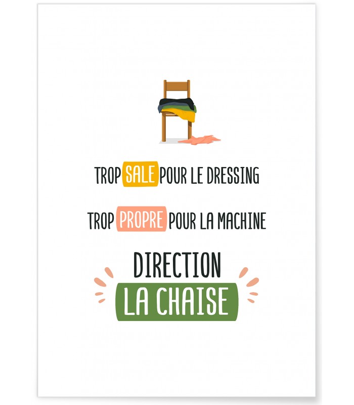 Affiche Direction la chaise