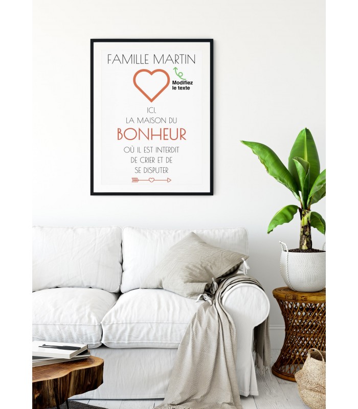 Affiche "Ici la maison du bonheur" [personnalisable]