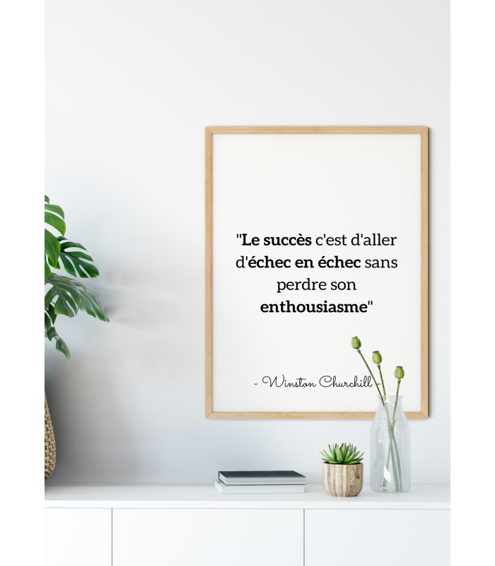 Affiche citation Winston Churchill "Le succès c'est aller..."