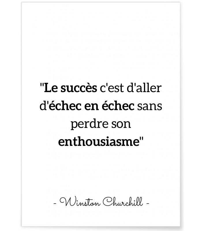 Affiche citation Winston Churchill "Le succès c'est aller..."