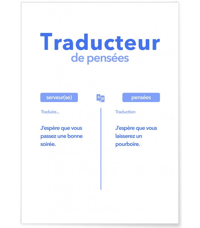 Affiche Traducteur de pensées - Serveur(se)