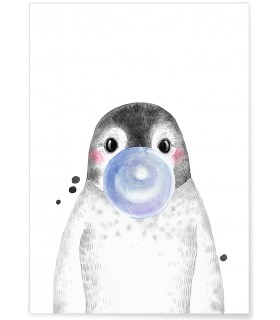 Affiche Bulle de Pingouin Bleue