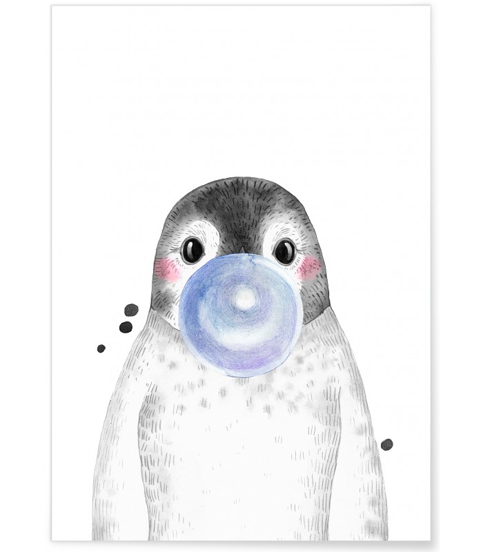 Affiche Bulle de Pingouin Bleue