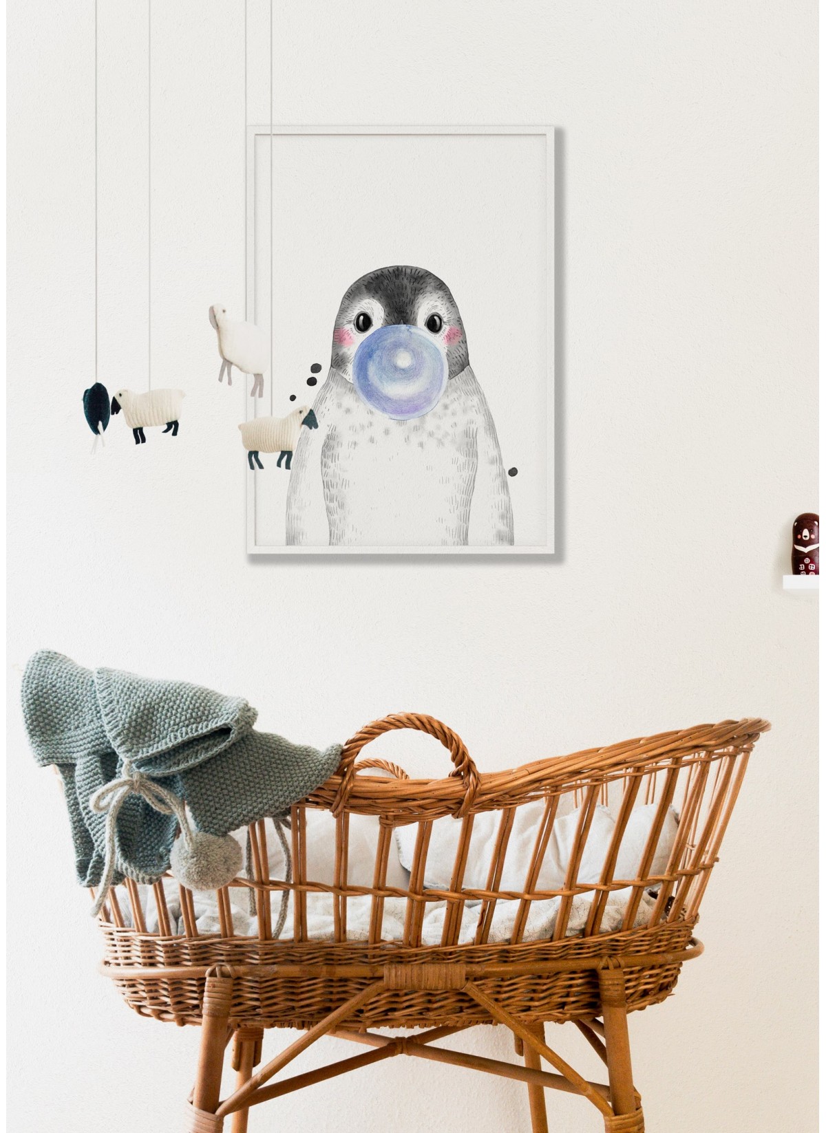 Affiche Bulle de Pingouin Bleue