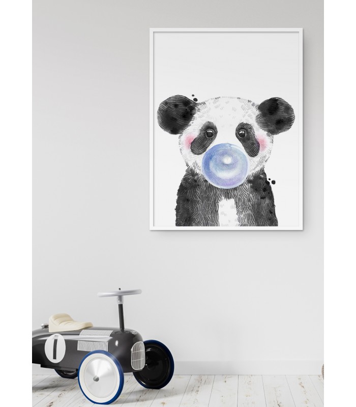 Affiche Bulle de Panda Bleue