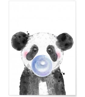 Affiche Bulle de Panda Bleue