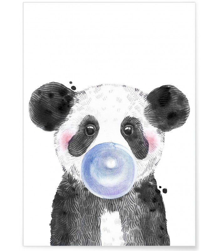 Affiche Bulle de Panda Bleue