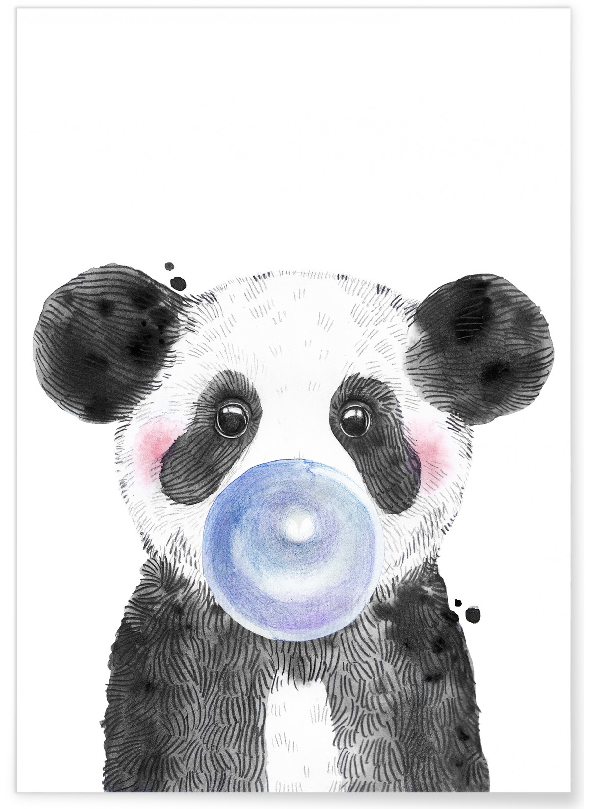 Affiche Bulle de Panda Bleue