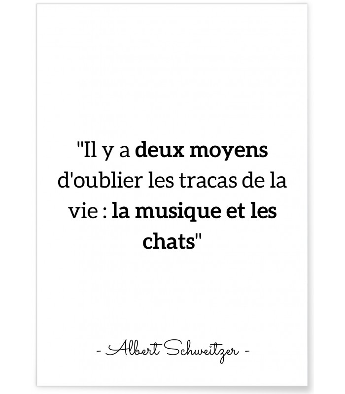 Affiche citation Albert Schweitzer "Il y a deux moyens..."