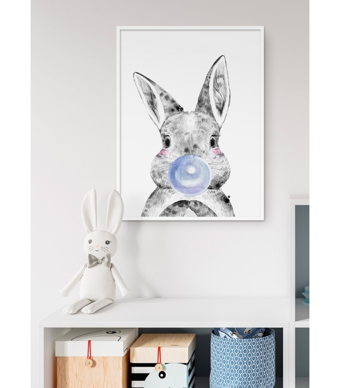 Affiche Bulle de Lapin Bleue