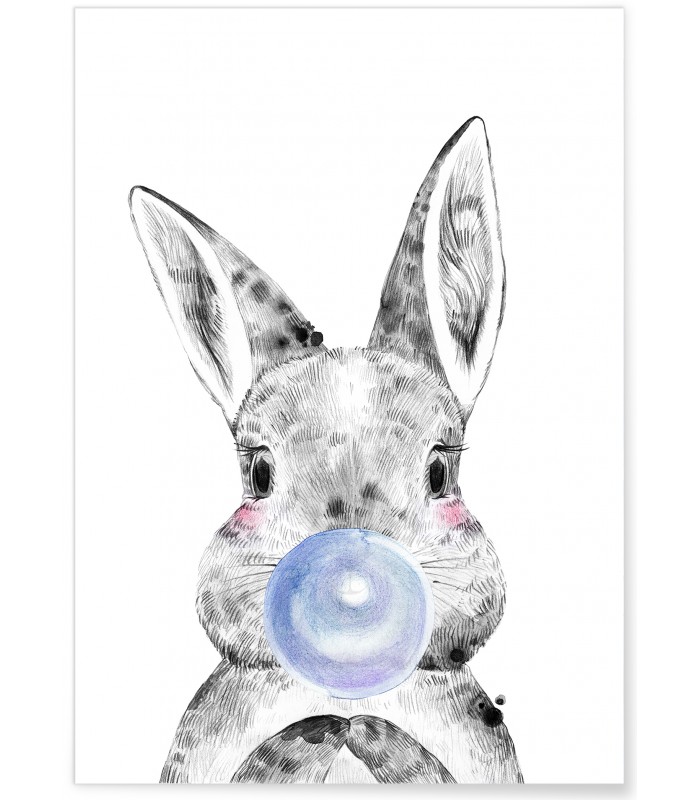 Affiche Bulle de Lapin Bleue