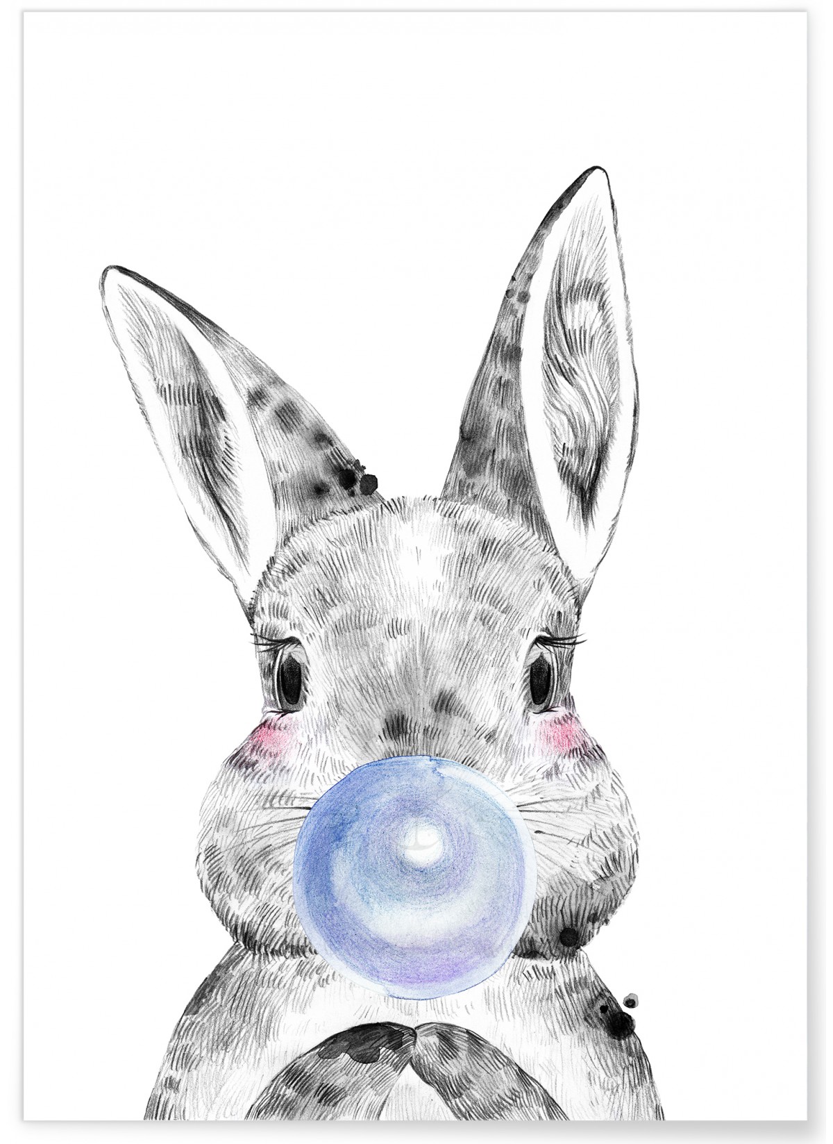 Affiche Bulle de Lapin Bleue
