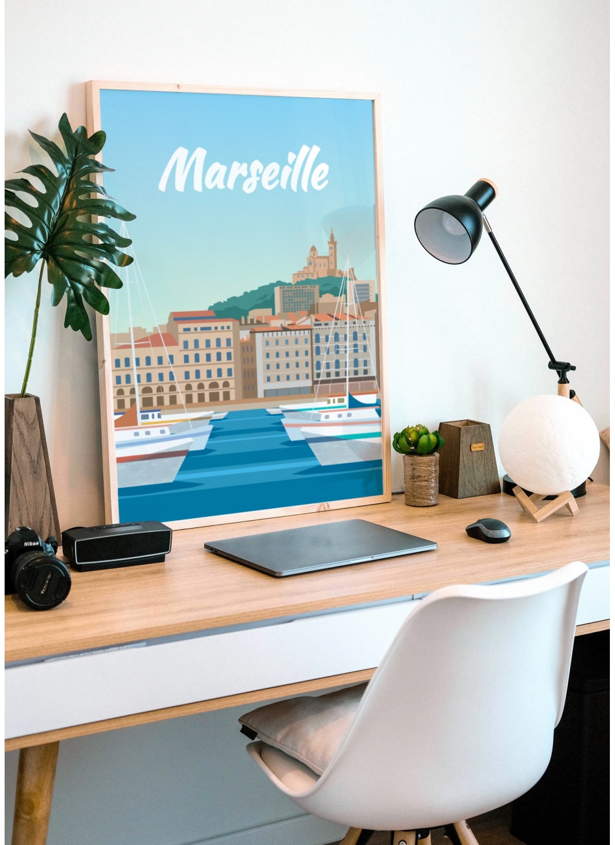 Travel poster Le Panier à Marseille, affiche régioanle encadrée