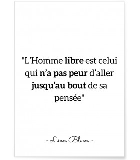 Affiche citation Léon Blum "L'Homme libre..."