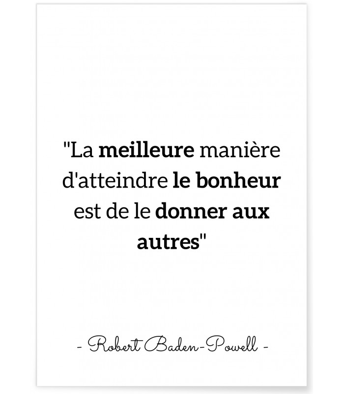 Affiche citation Robert Baden Powell "la meilleure manière..."