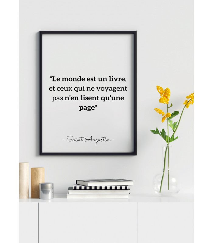 Affiche citation Saint Augustin "Le monde est un livre..."