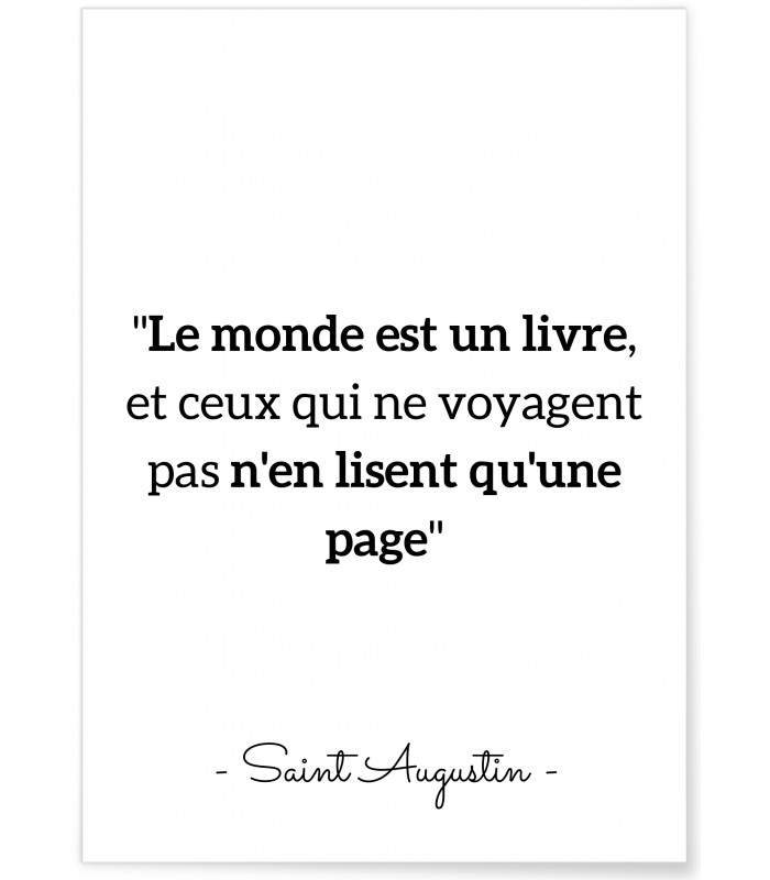 Affiche citation Saint Augustin "Le monde est un livre..."