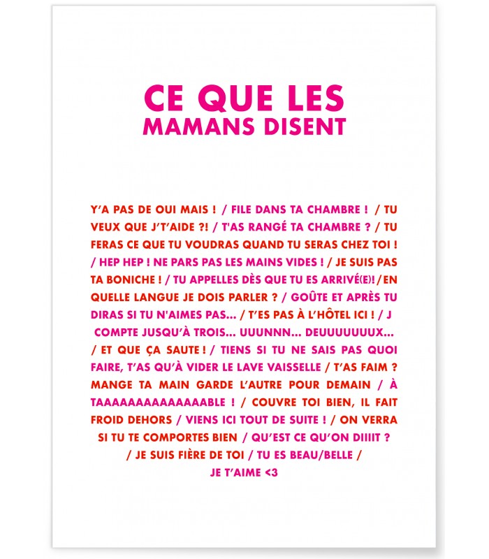 Affiche "Ce que les mamans disent"