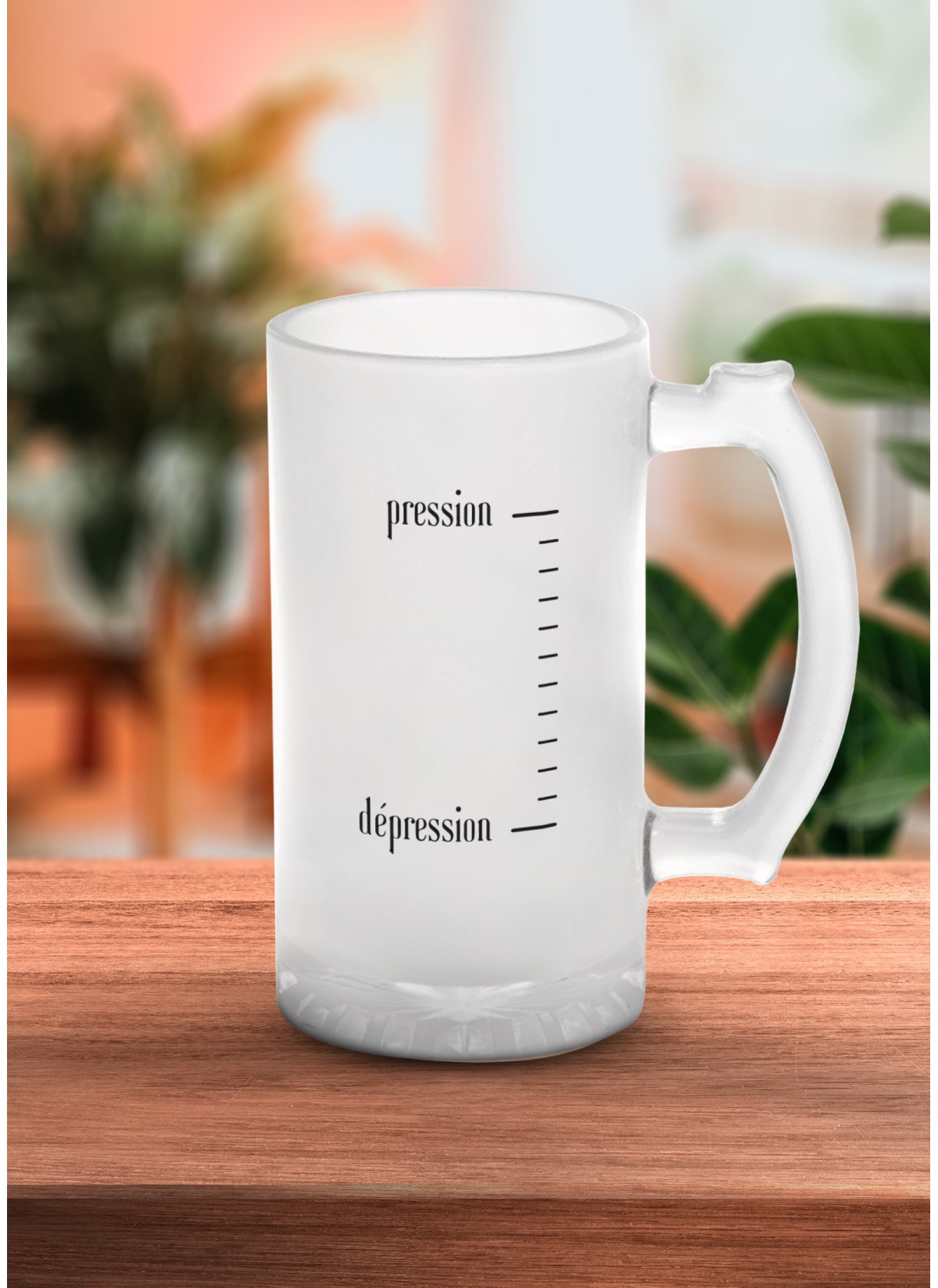 Chope de bière "Pression/Dépression"