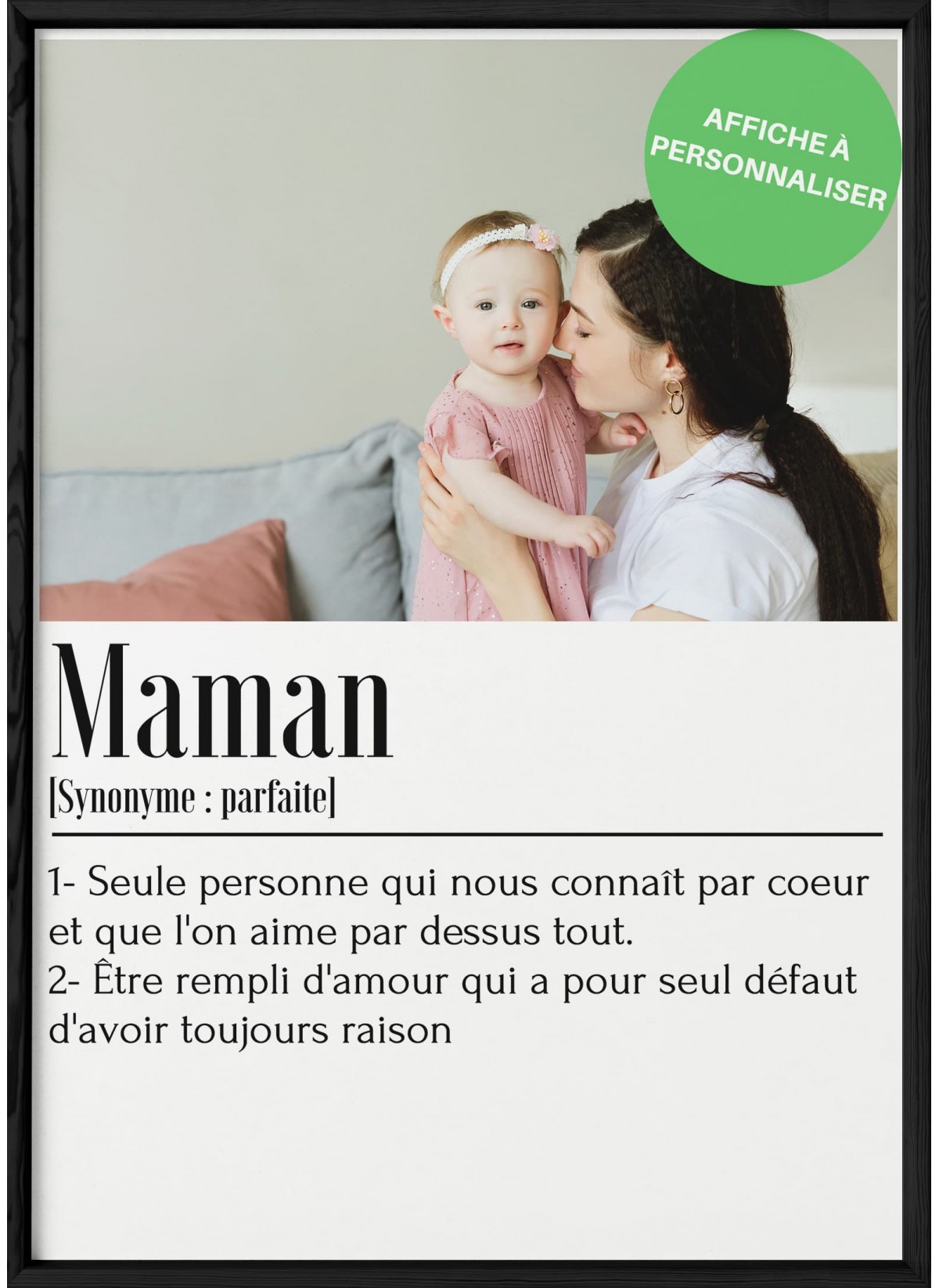 Affiche définition Maman personnalisable, idée cadeau pour maman