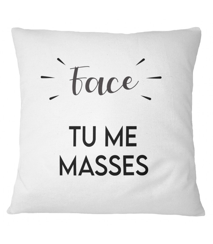 Coussin "Pile : je te masse / Face : tu me masses"