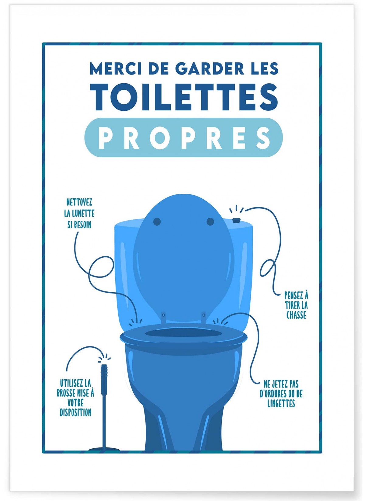 Affiche humour pour les toilettes. Nous visons à garder cette toilette  propre