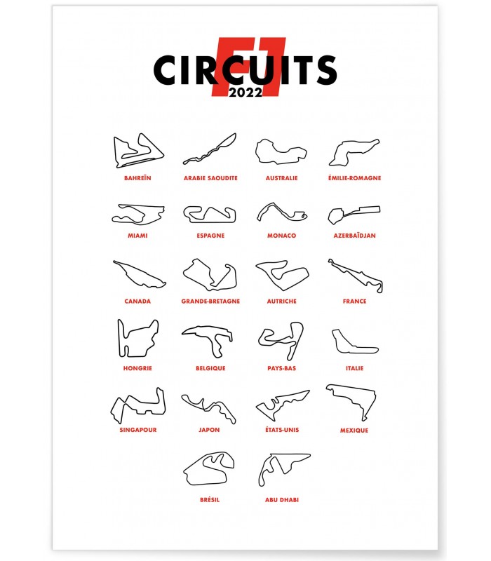 Affiche "Circuits F1 2022"