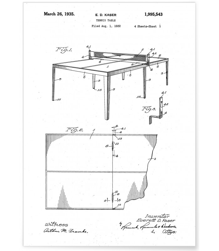 Affiche "Brevet Table de ping pong"