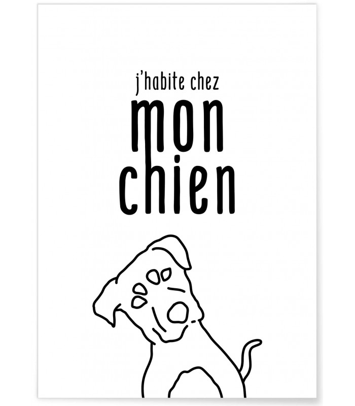 Affiche "J'habite chez mon chien"