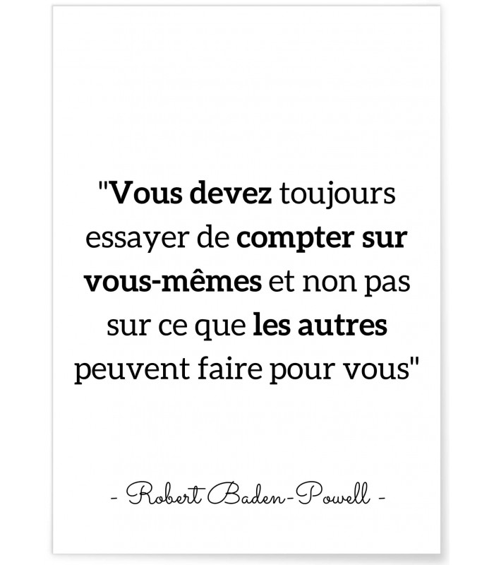 Affiche citation Robert Baden-Powell "Vous devez toujours essayer..."