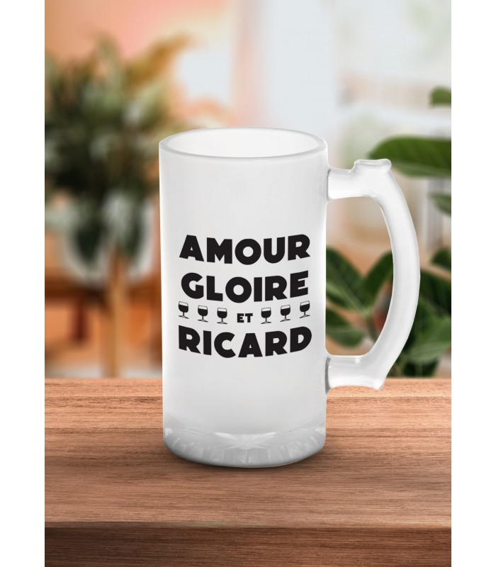 Chope de bière "Amour, gloire et Ricard"