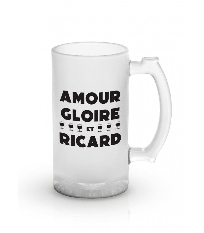 Chope de bière "Amour, gloire et Ricard"