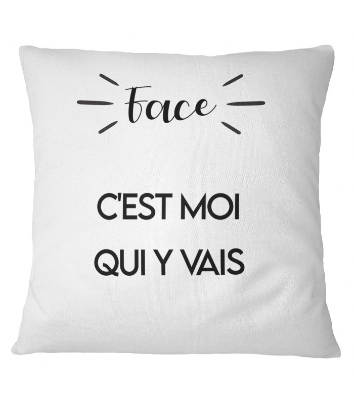 Coussin "Pile : c'est toi qui va t'occuper du gosse / Face : c'est moi qui y vais"