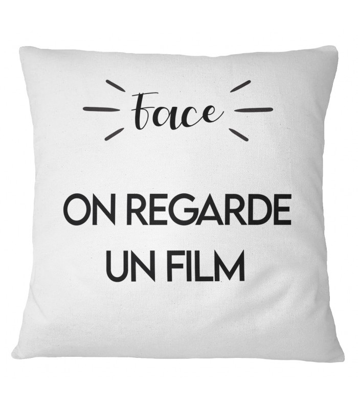 Coussin "Pile : on joue à la console / Face : on regarde un film"