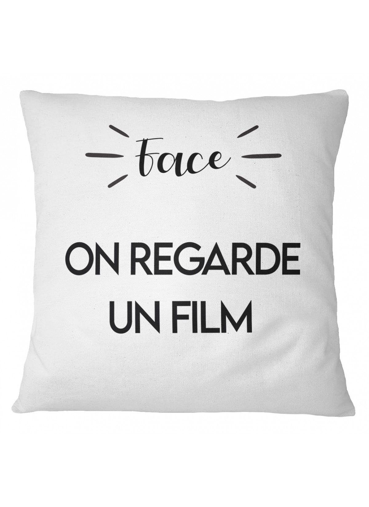 Coussin "Pile : on joue à la console / Face : on regarde un film"