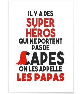 Paquet cadeau papa - père / Signe texte 20 cm Papa tu es mon super héros +  Ouvre-bière