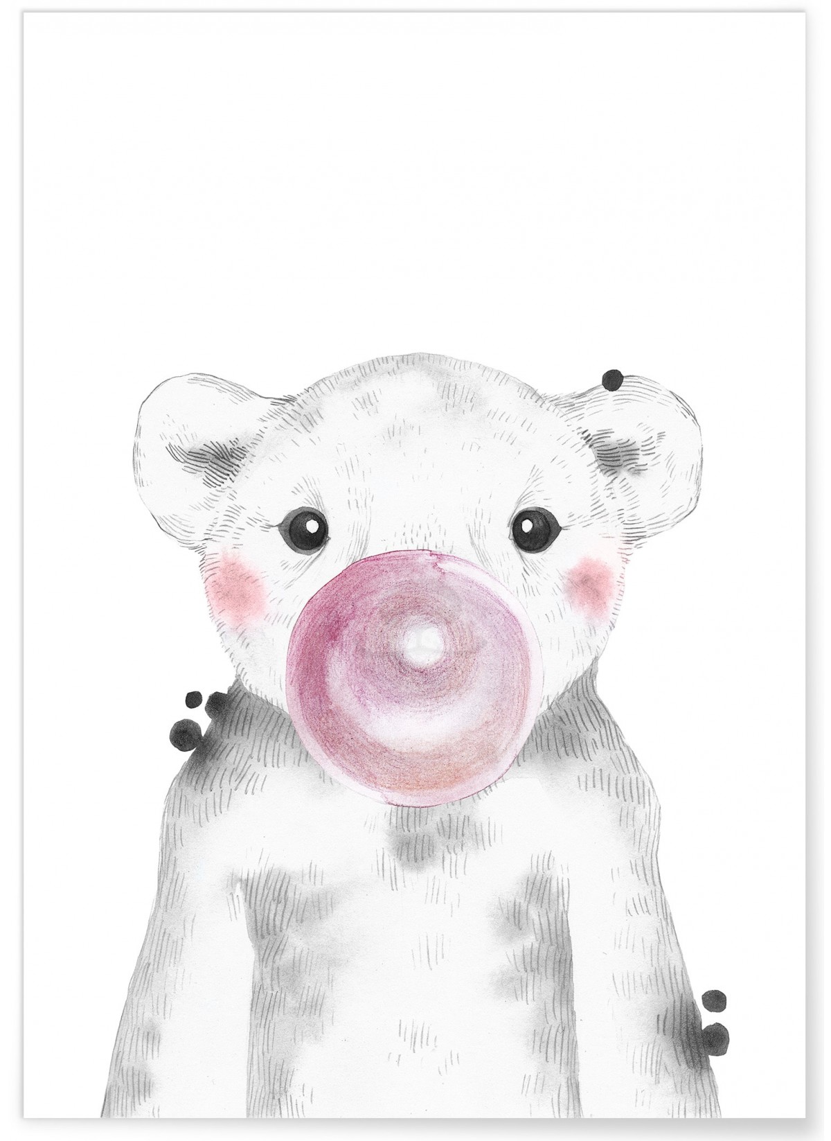 Affiche "Bulle d'Ourson Rose"