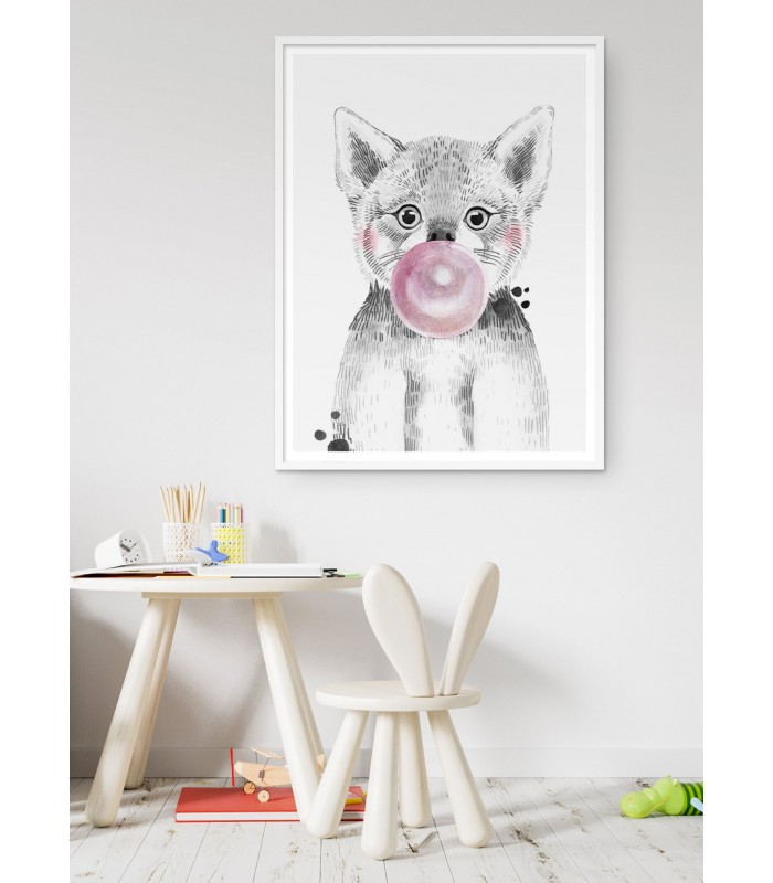 Affiche "Bulle de Loup Rose"