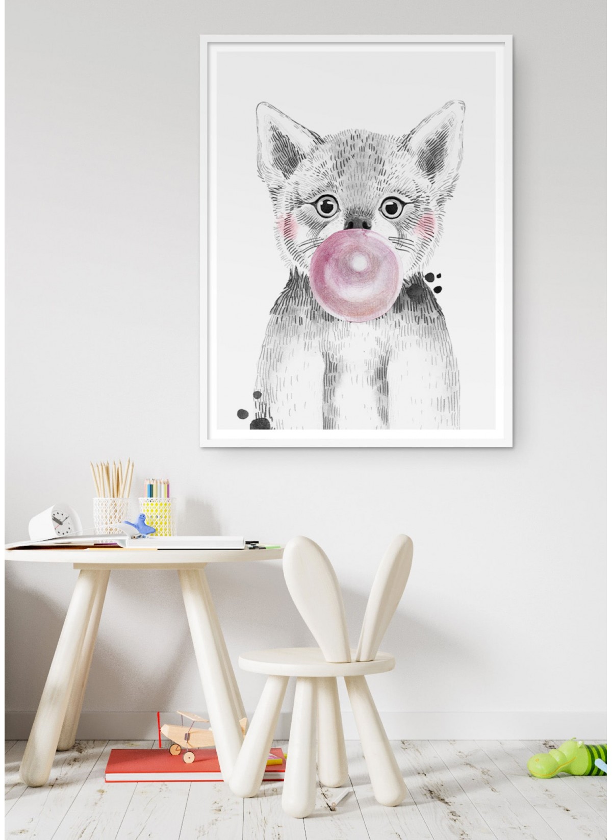 Affiche "Bulle de Loup Rose"