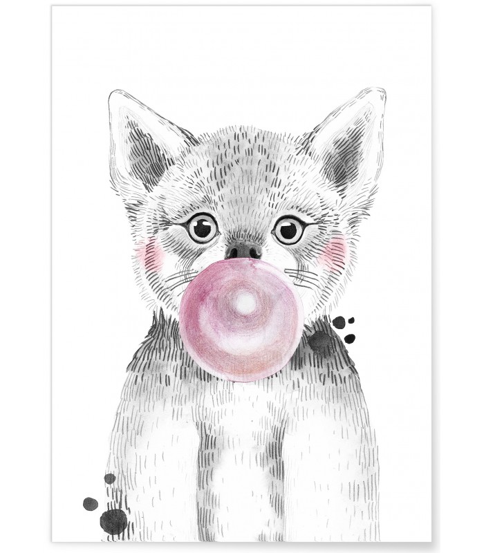 Affiche "Bulle de Loup Rose"