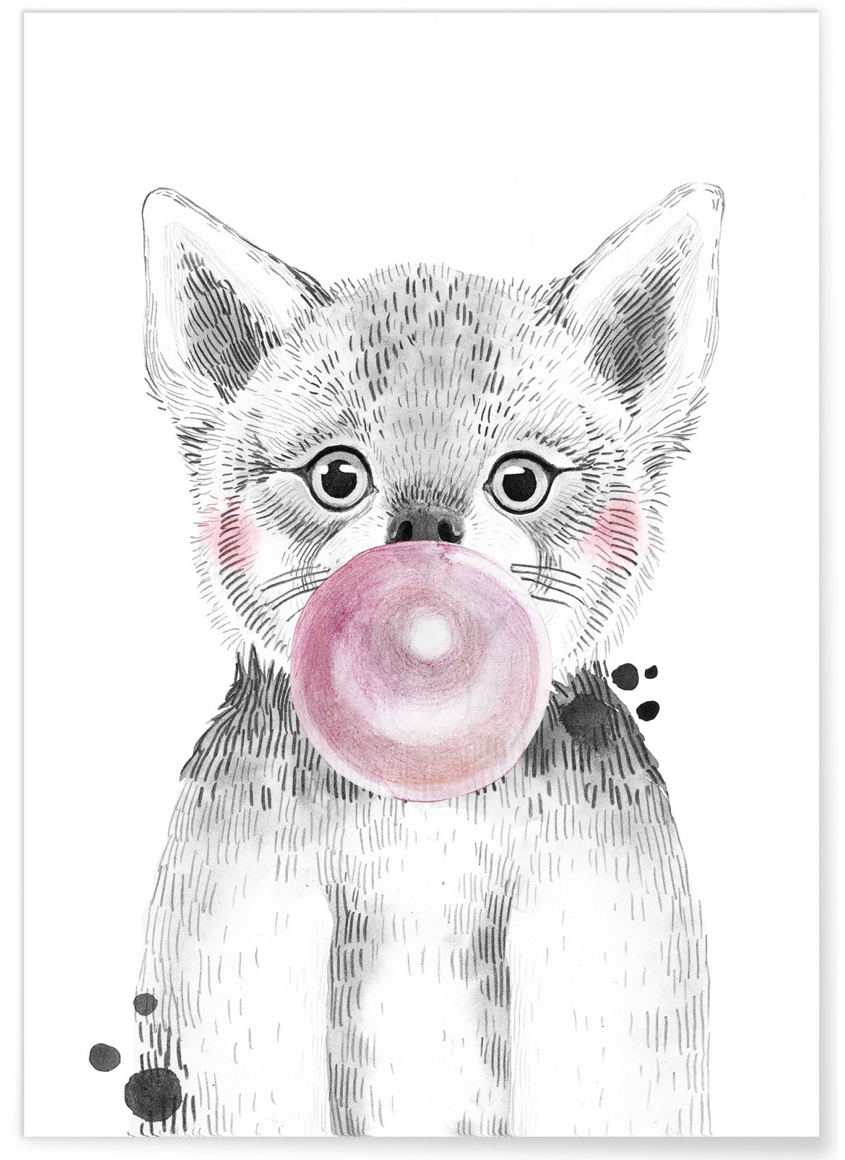 Affiche "Bulle de Loup Rose"