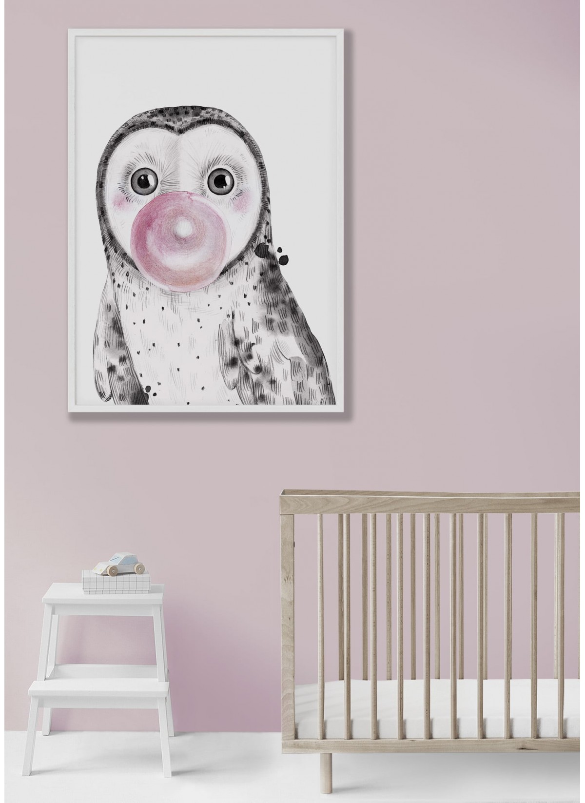Affiche "Bulle de Chouette Rose"