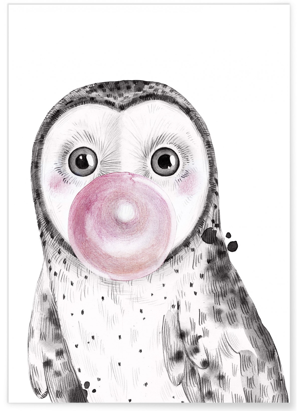 Affiche "Bulle de Chouette Rose"