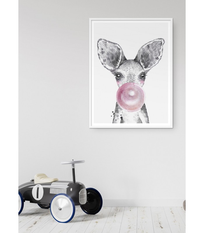 Affiche "Bulle de Kangourou Rose"