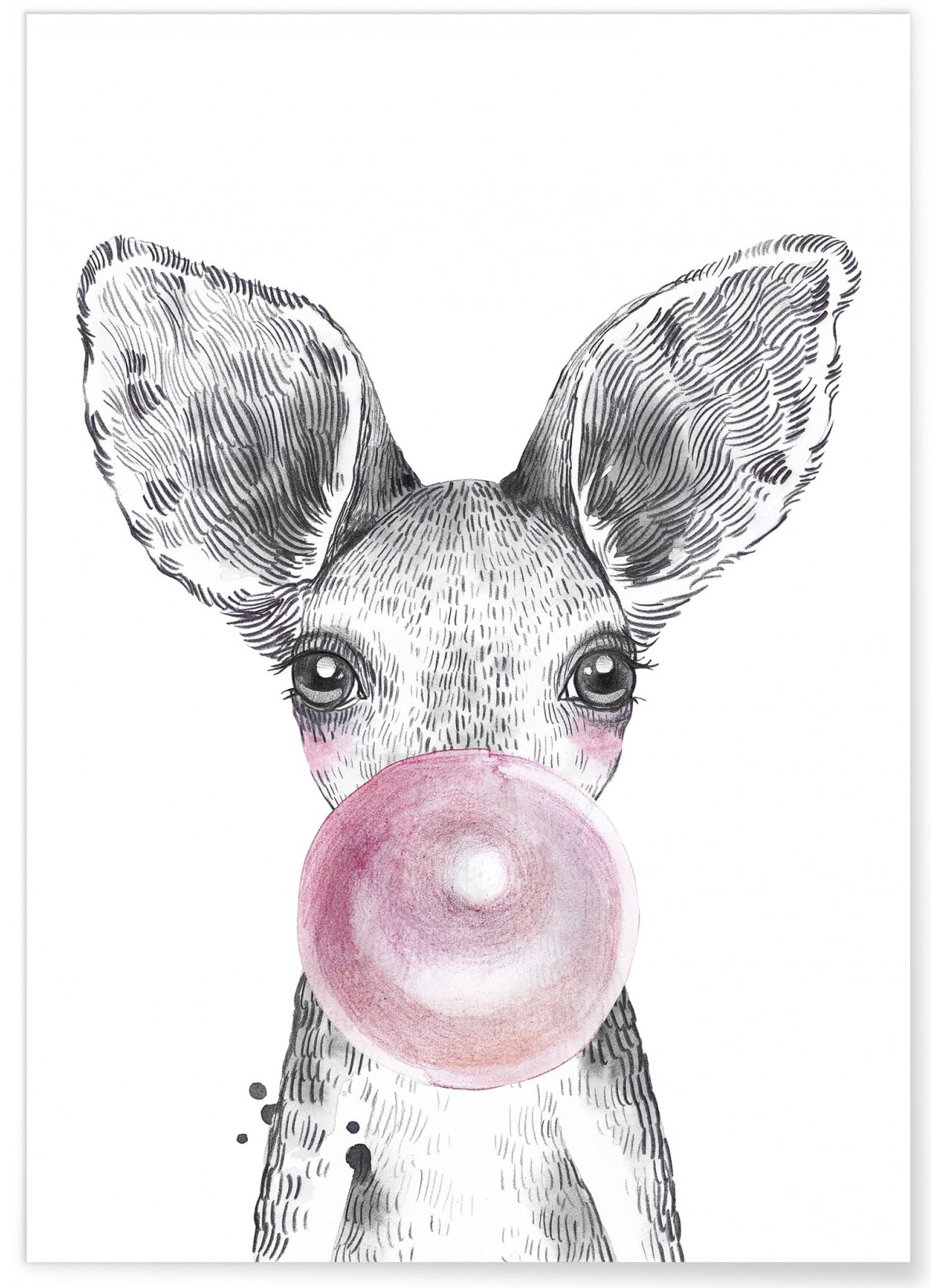 Affiche "Bulle de Kangourou Rose"